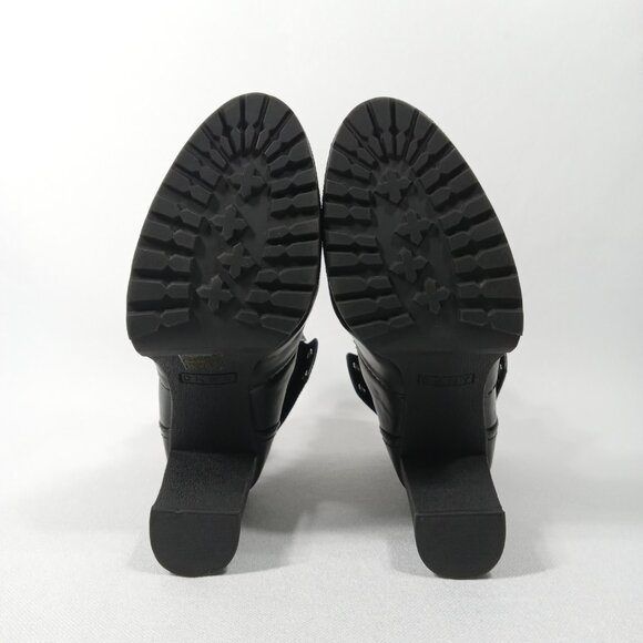 DKNY Black Moto Style Lace Up Logo High Heel Ankle Boots Womens Size 7.5 - Picture 14 of 14
